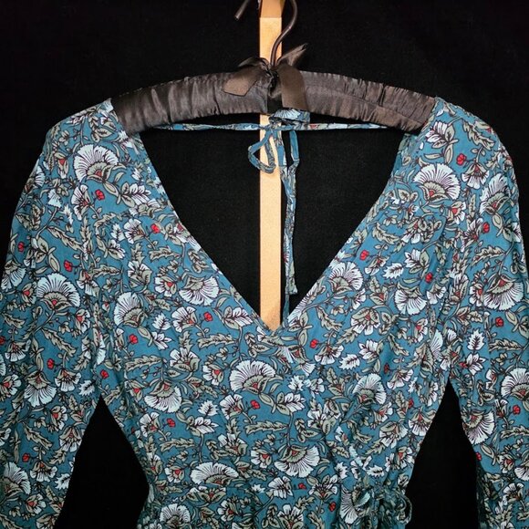 NWT Band of The Free Jewel Teal Floral Wrap Maxi Dress M - Picture 4 of 15